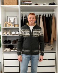 Voss | Icelandic Knit Cardigan Vest Dark Green White Fair Isle