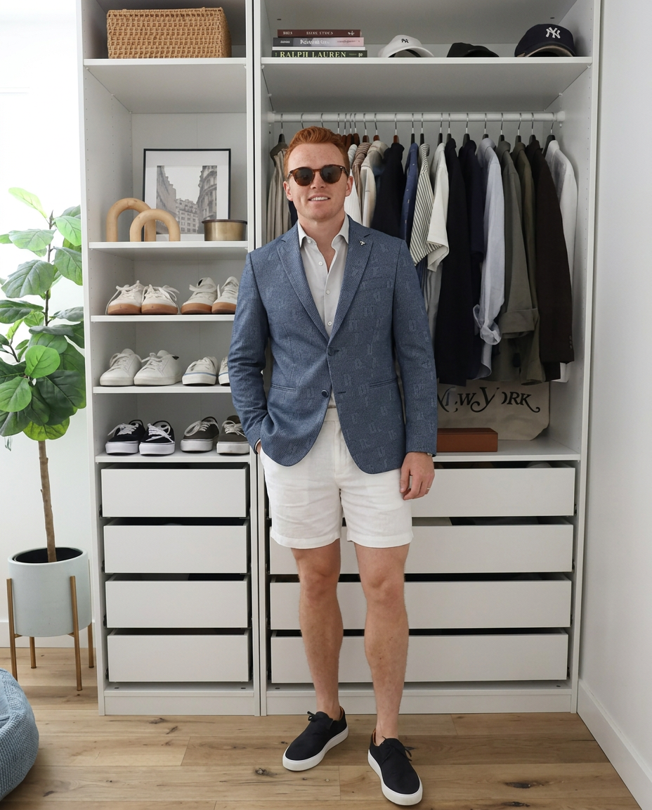 Rex | Smart Casual Tailored Blazer Gray Ribbed Knit