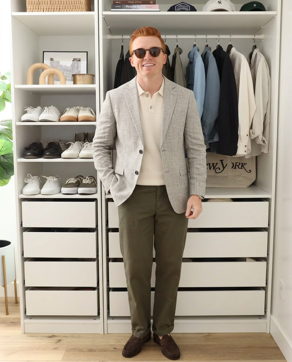 Ivo | Smart Casual Tailored Blazer Beige Linen