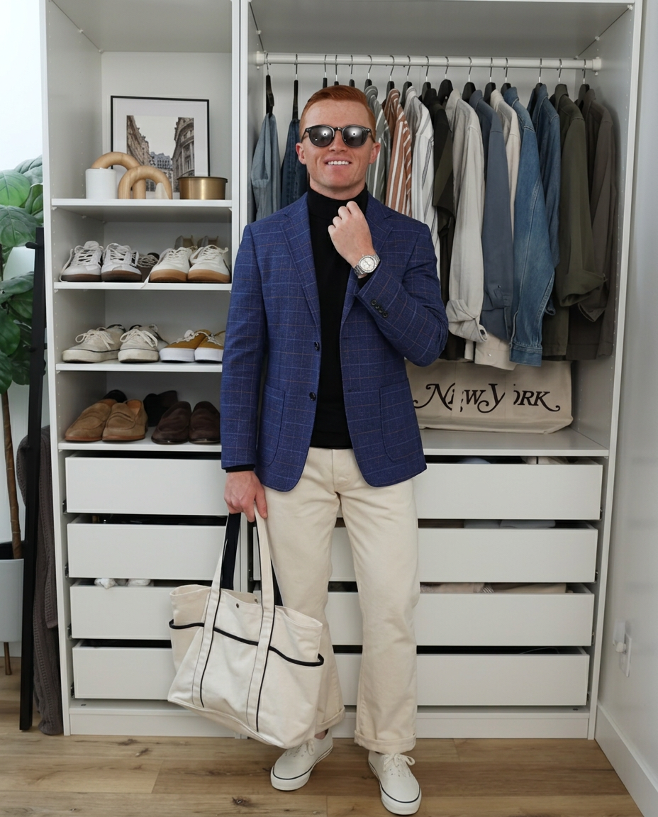 Ford | Check Pattern Blazer Navy Blue