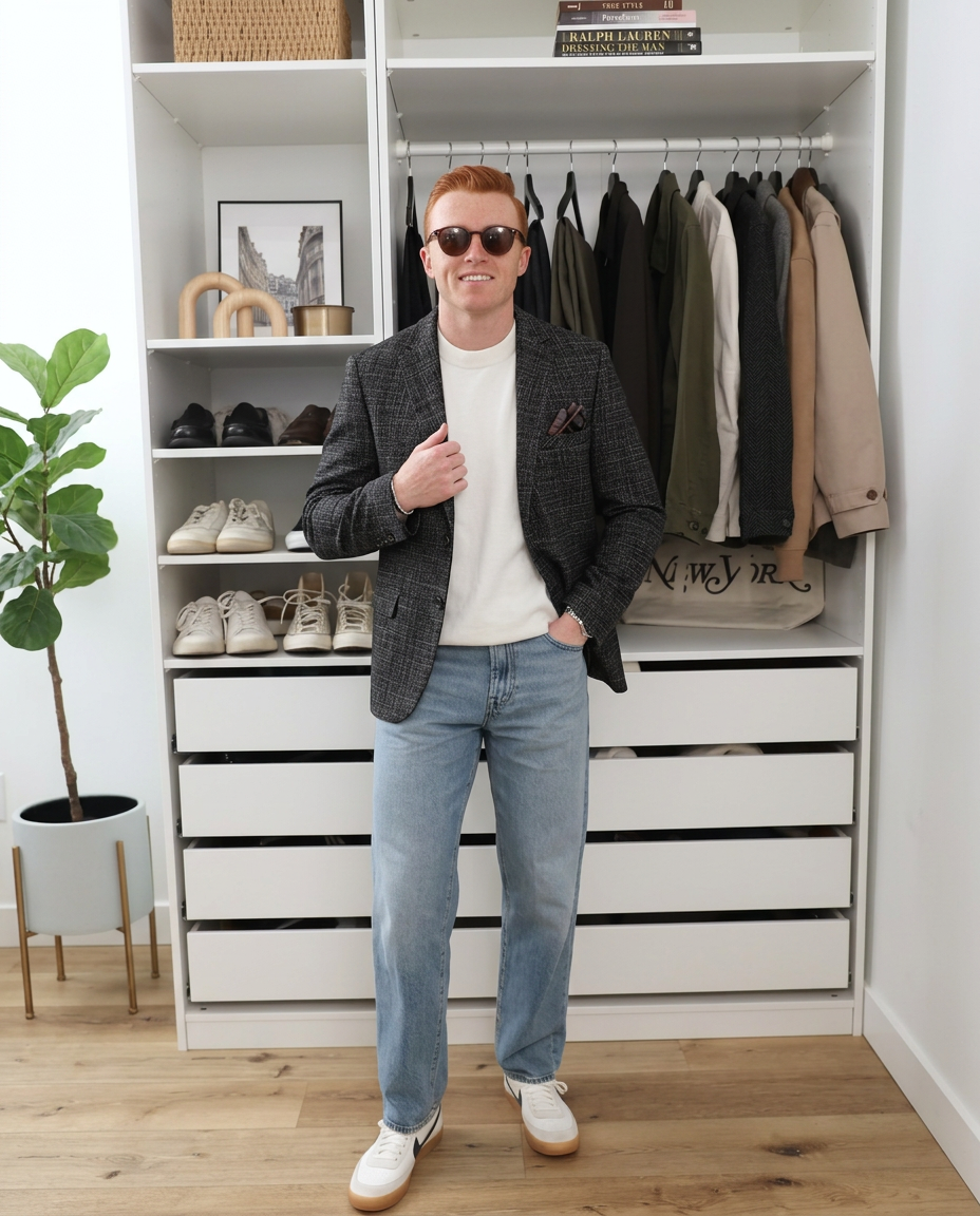 Voss | Casual Blazer Charcoal Tweed Single Breasted