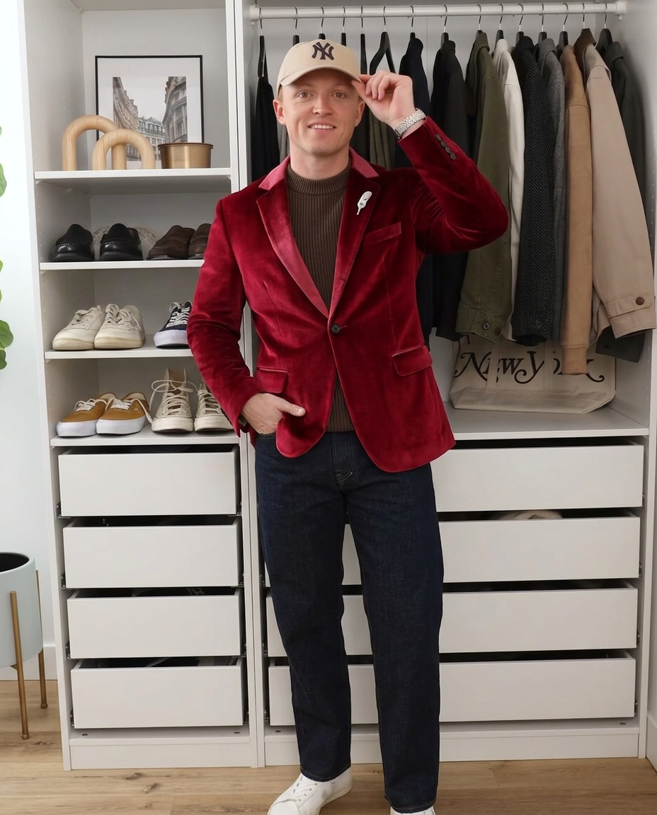 Blake | Velvet Blazer Red Single Button Casual