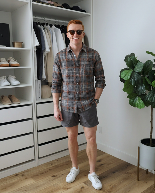 Blake | Vintage Plaid Flannel Shirt Gray Brown