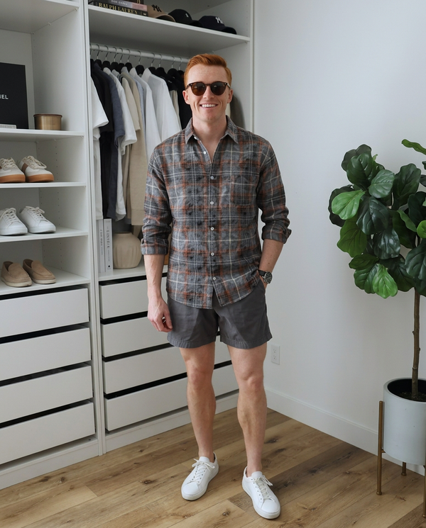 Blake | Vintage Plaid Flannel Shirt Gray Brown