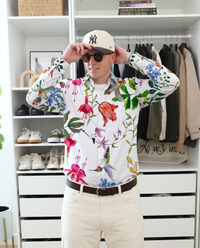 Blake | Tropical Floral Print Button Up Shirt White
