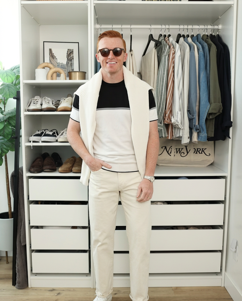 Dean | Casual Color Block T Shirt Black White