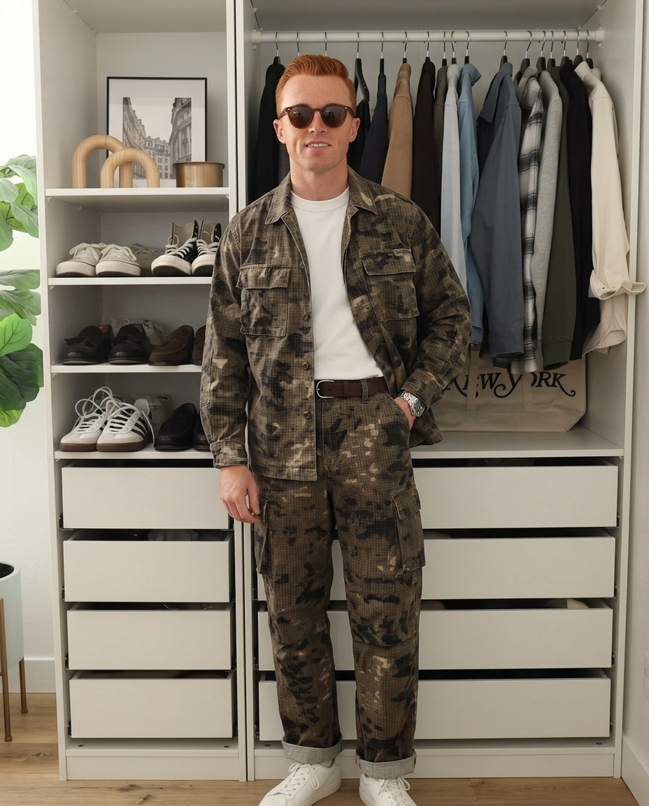 Cliff | Cargo Pants Khaki Camo Utility Multiple Pocket