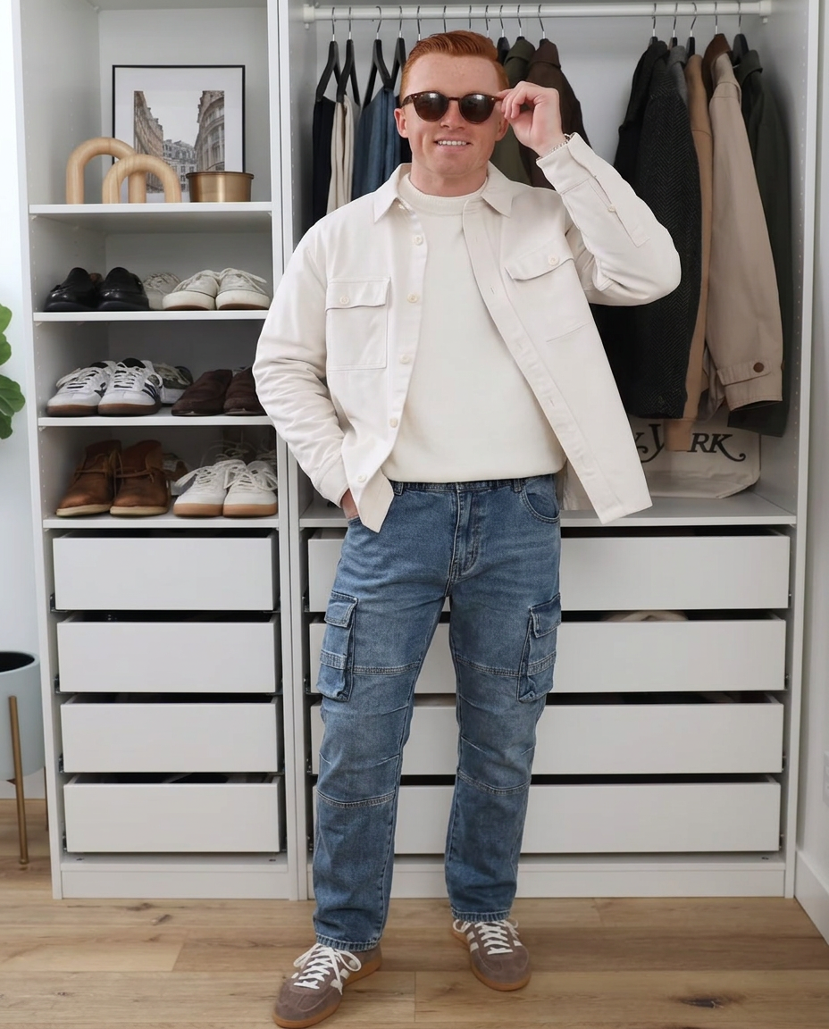 Callum | Cargo Jeans Light Blue Multiple Pockets