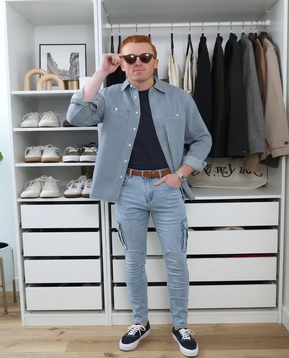 Blake | Cargo Jeans Light Blue Tapered Fit