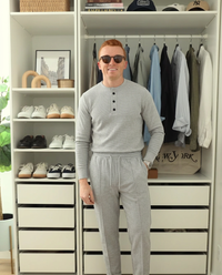 Otto | Casual Sweatsuit Gray Waffle Knit Button Detail