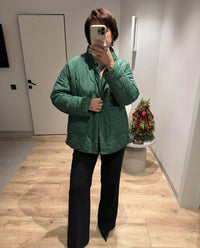 Vera | Quilted Puffer Jacket Green Cropped With Pockets