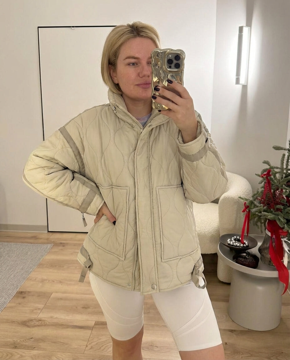 Vera | Quilted Puffer Jacket Cream Oversized Hood