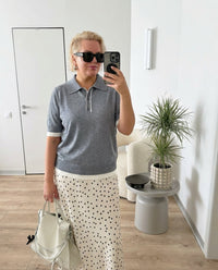Vera | Knit Polo Short Sleeve Gray Contrast Trim