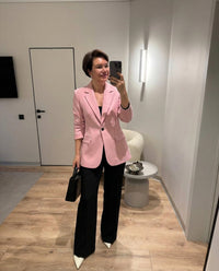 Liv | Tailored Single Button Blazer Pink Long Sleeve