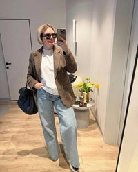 Vera | Tailored Tweed Blazer Brown Single Breasted