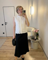 Vera | Sleeveless Lace Cardigan White Eyelet Button Front