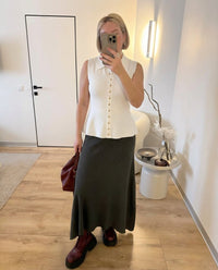 Lux | Collared Button Up Vest Cream Sleeveless