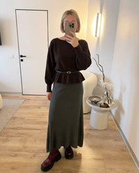 Luisa | Oversized Peplum Blouse Brown Belted Waist