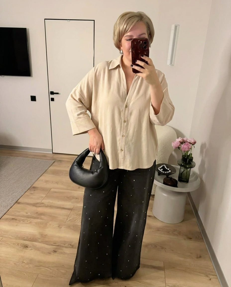 Vera | Oversized Button Down Shirt Cream Long Sleeve
