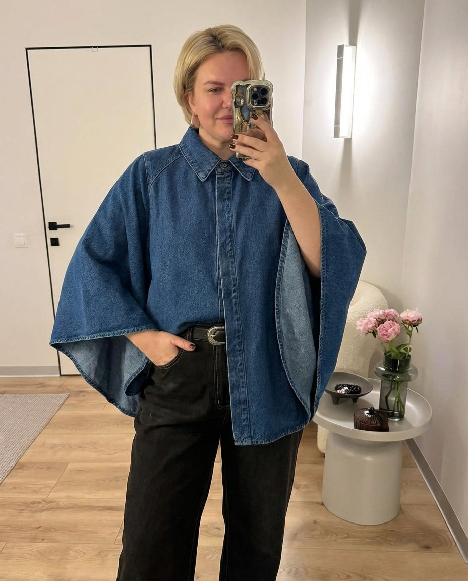 Isla | Oversized Denim Shirt Blue Button Down