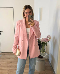 Cora | Double Breasted Womens Blazer Pink Long Sleeve
