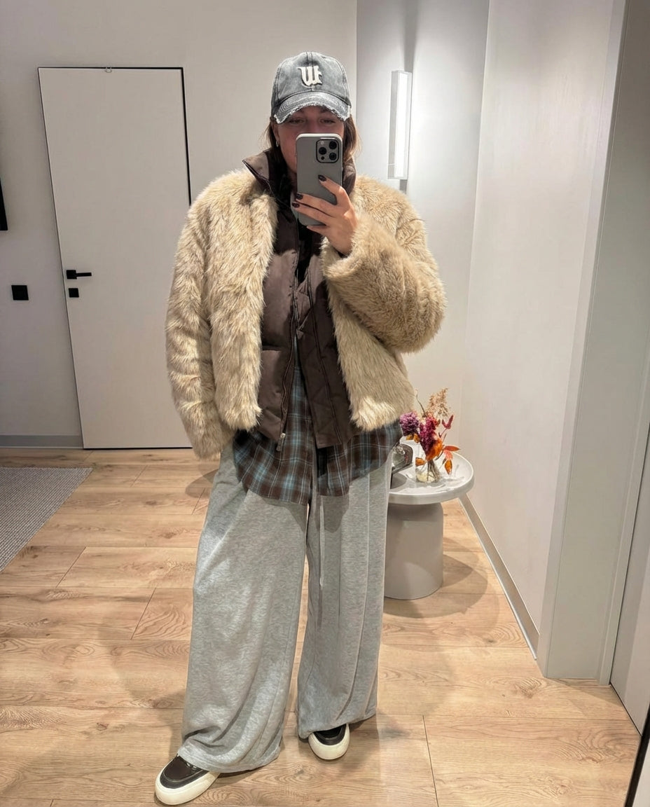 Vera | Faux Fur Jacket Cream Cropped Fluffy