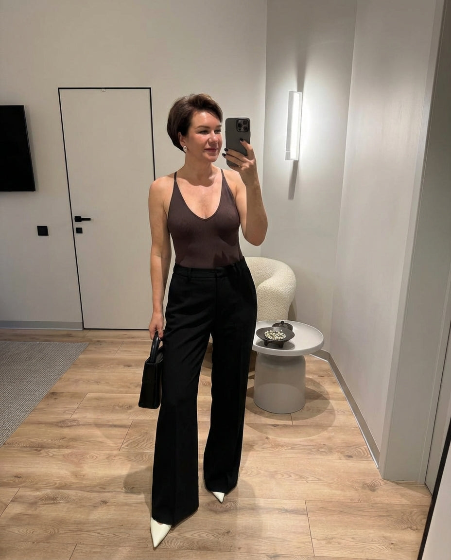 Vera | Backless V Neck Bodysuit Brown Thong