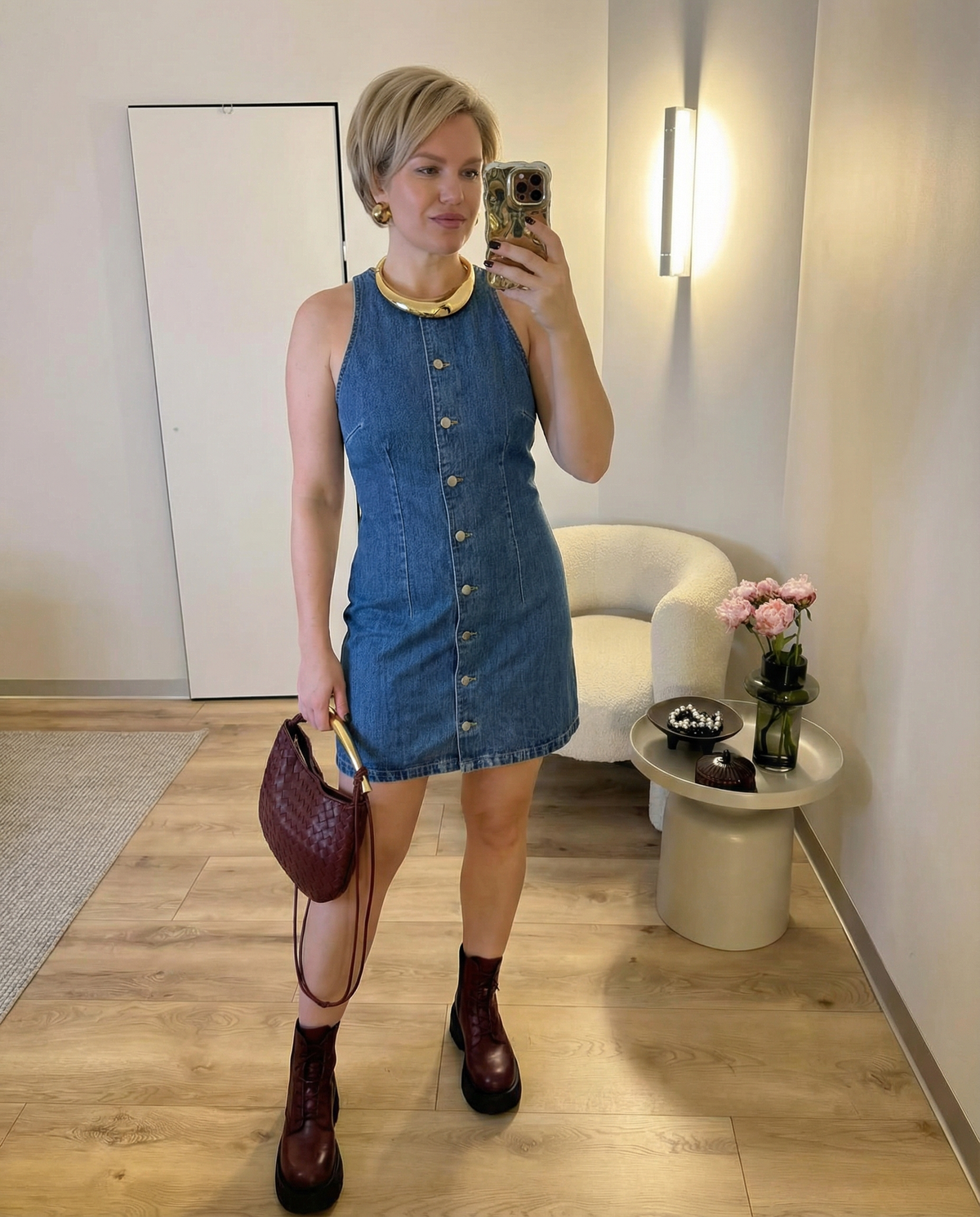 Alma | Denim Dress Blue Button Front Midi