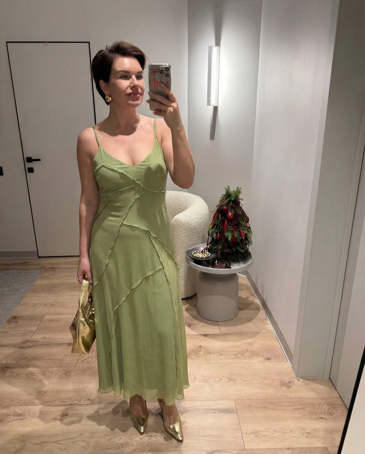 Alma | Wrap Maxi Dress Sage Green Ruffle Detail