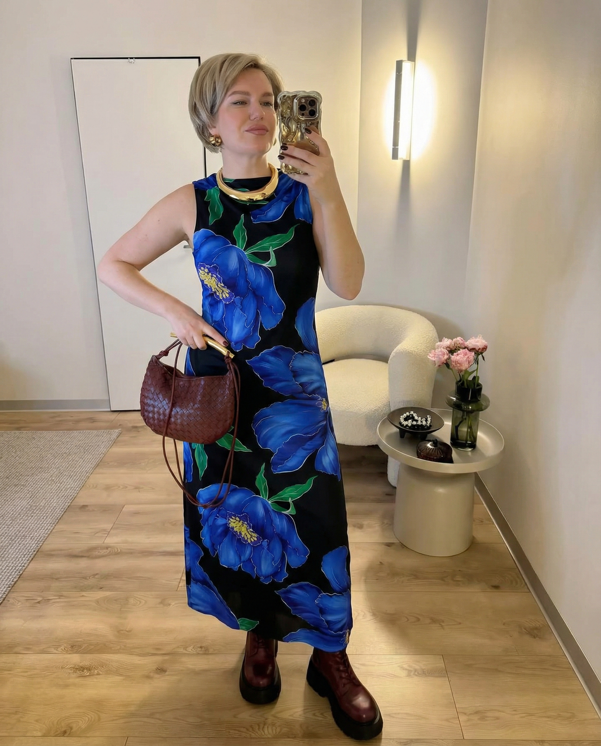 Neve | Floral Maxi Dress Black Blue Green
