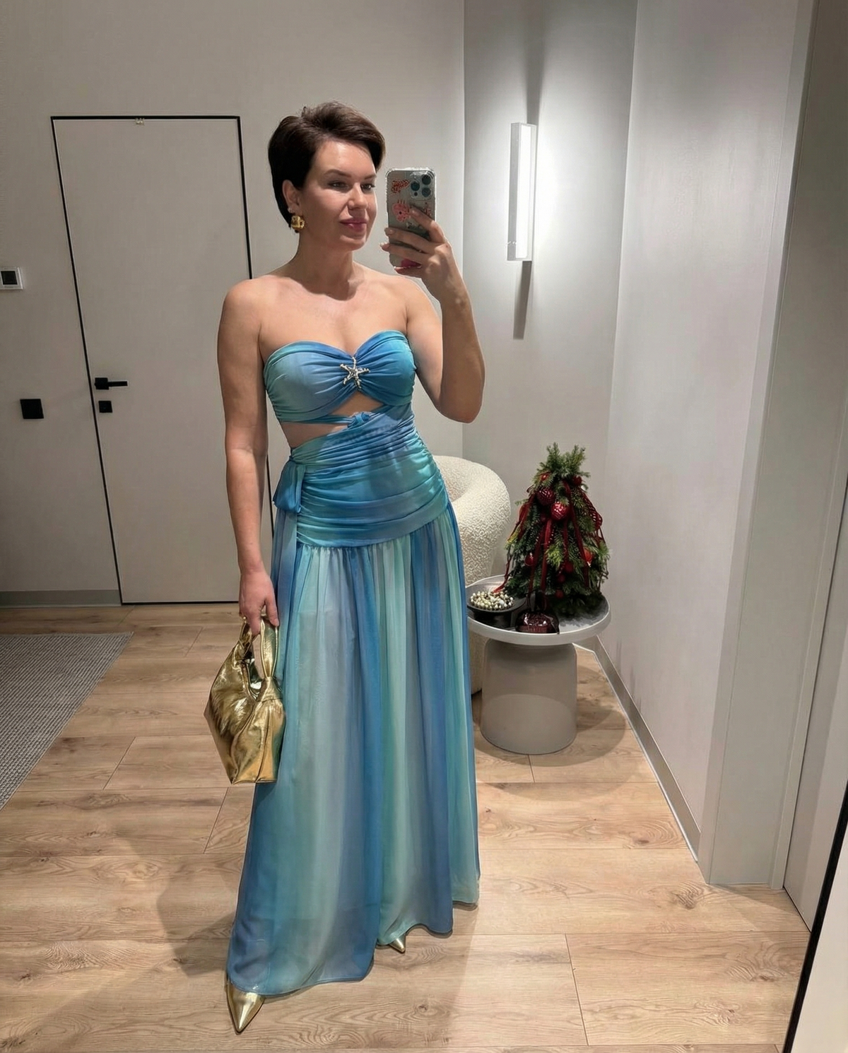 Vera | Formal Maxi Dress Light Blue Ruched Bandeau