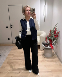 Vera | Sweater Vest Navy Button Front Knit