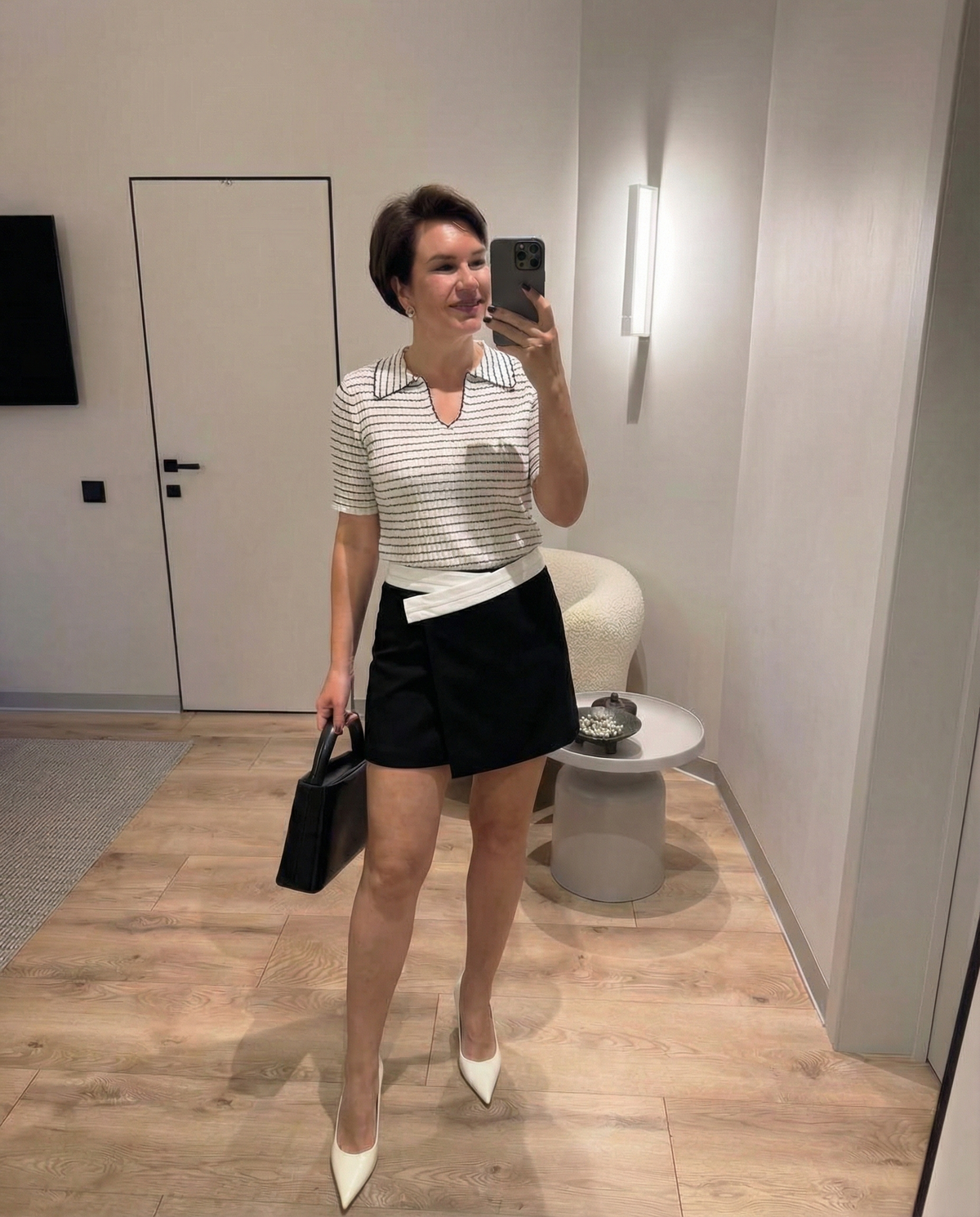 Aria | Wrap Shorts Black White Colorblock High Waisted