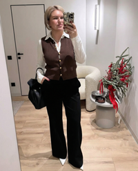 Vera | Ribbed Knit Cardigan Vest Brown Button Front