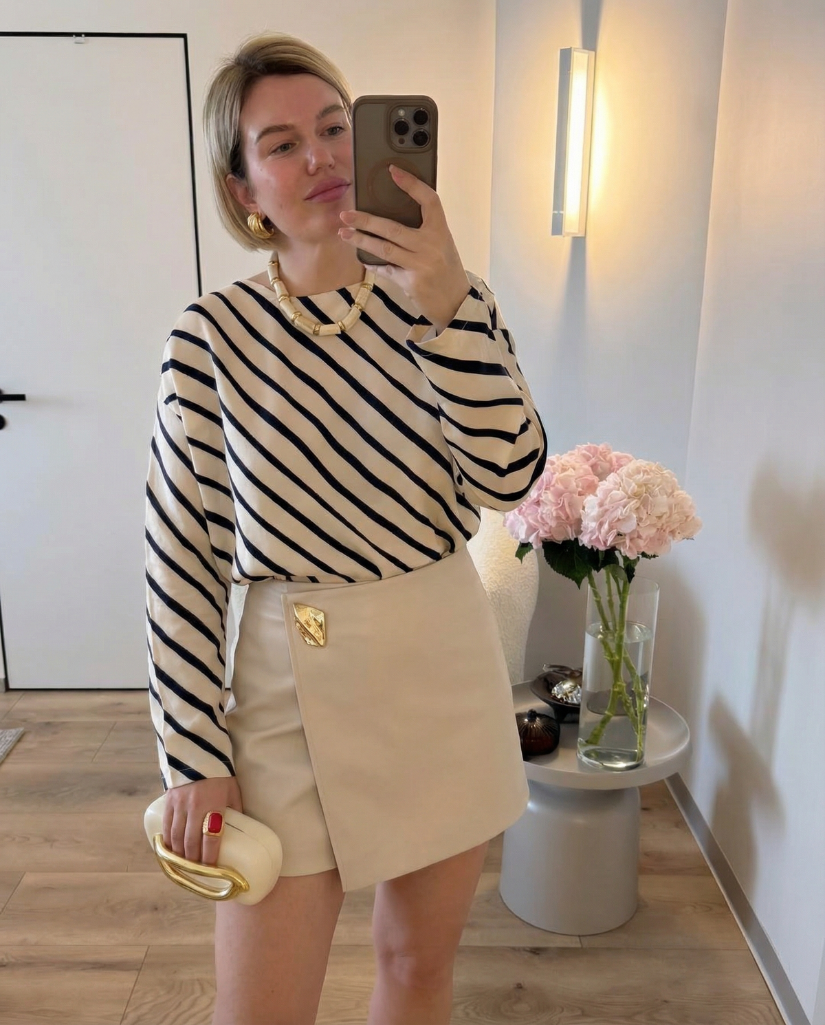 Neve | Wrap Shorts Cream Gold Accent Detail