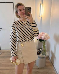 Neve | Wrap Shorts Cream Gold Accent Detail