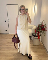 Isla | Sleeveless Double Breasted Vest Cream Button Front