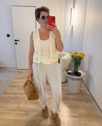 Isla | Crochet Top Cream Sleeveless Tassel Trim