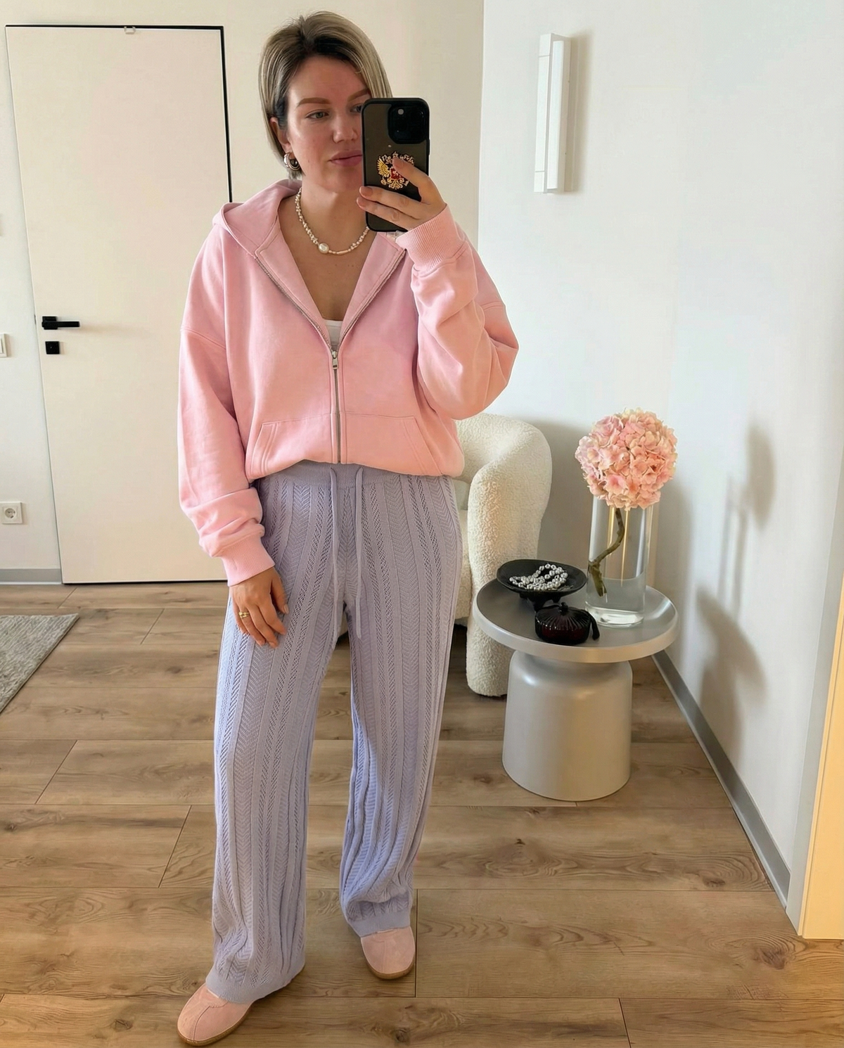 Iris | Casual Cable Knit Wide Leg Pants Periwinkle