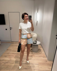 Vera | Color Block Patterned Shorts White Orange Blue