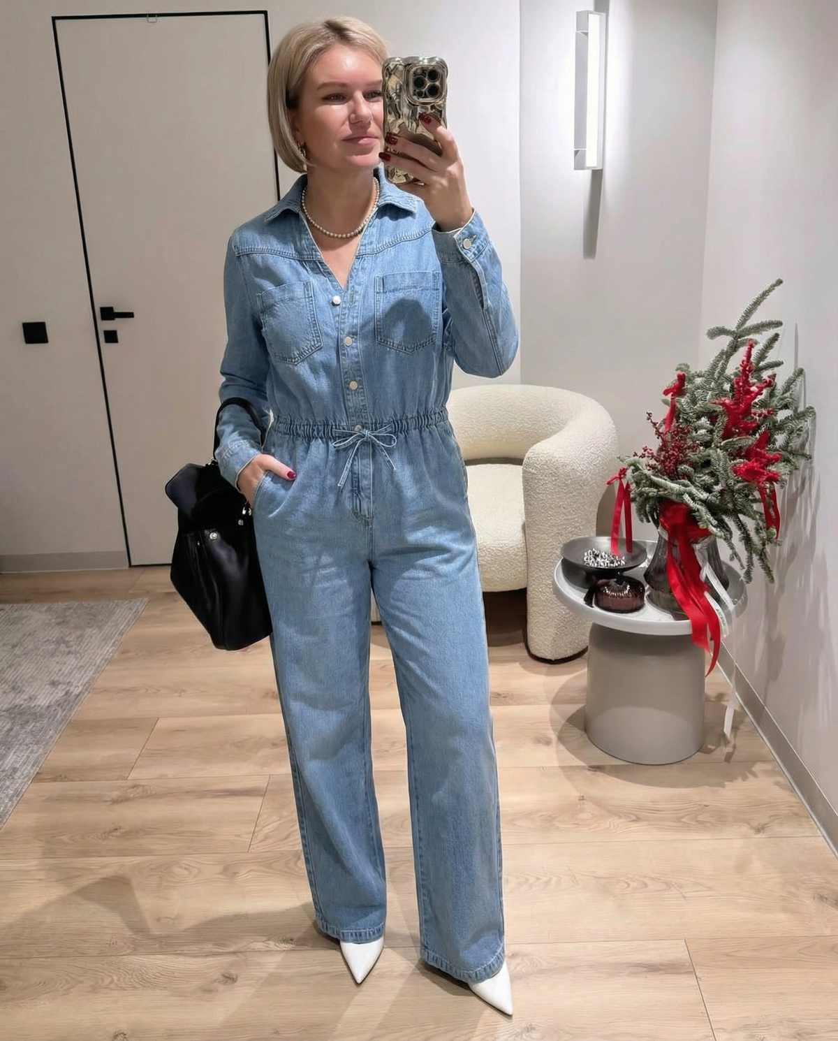 Isla | Denim Jumpsuit Light Blue Wide Leg Drawstring