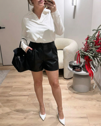 Suki | Faux Leather Shorts Black High Waisted Tailored