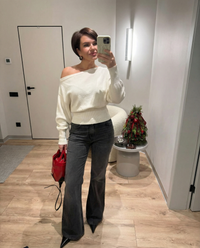 Lux | Off Shoulder Sweater Cream Long Sleeve Cropped