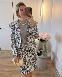 Vera | Zebra Stripe Blazer Skirt Set Black White