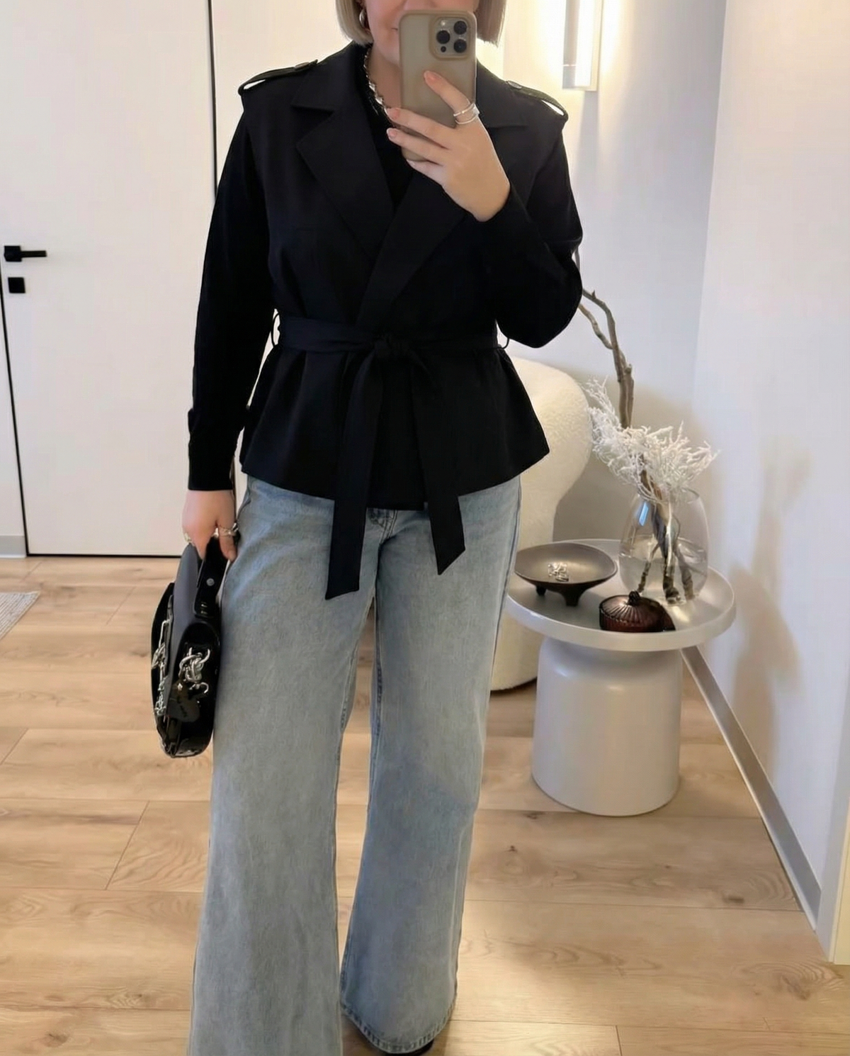 Elodie | Belted Sleeveless Blazer Black Tailored