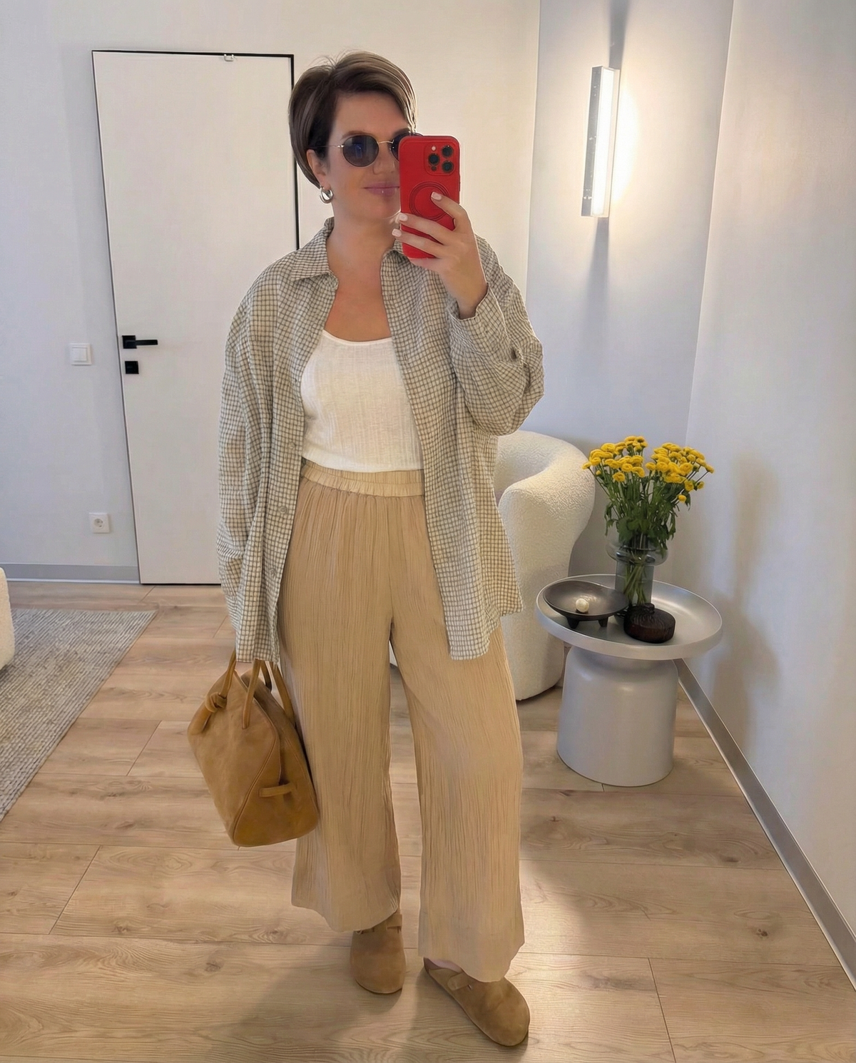 Viola | Wide Leg Palazzo Pants Cream Pleated